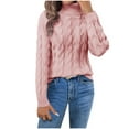 thumbnail image 2 of Sriper Womens Cable Knit Sweater Long Sleeve Warm Chunky Turtleneck Sweaters Casual Cozy Soild Color Pullover Tops Work Early Fall Fashion Outfits, 2 of 8