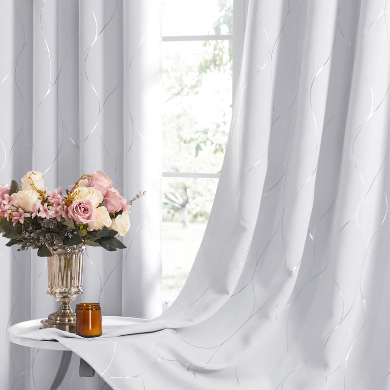Deconovo Grommet Wave Print Blackout Curtains, 42"x63" photo 4