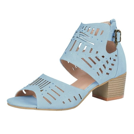 

Dtydtpe Casual Sandals Mouth Women Sandals Shoes Buckle Fashion Heels Open Toe Solid Fish Women s sandals Slides Sandals fo