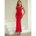thumbnail image 4 of Angel-fashions Women's Elegant Red Evening Dress One Shoulder Splicing Sequin Slit Mermaid Long Wedding Party Guest Gown 1037RD, 4 of 5