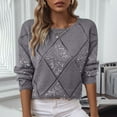 thumbnail image 2 of DDAPJ pyju Sweaters for Women Crew Neck Long Sleeve Sequin Sweater Hollow Out Crochet Knit Tops Fashion Fall Clothes Dark Gray M, 2 of 9