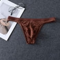thumbnail image 2 of KHONTS Thongs for Men Soft Comfy Low Waist Underwear Lace Mesh Breathable Briefs Coffee XL, 2 of 5