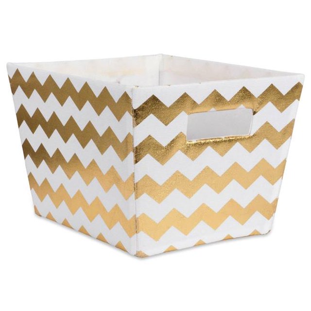 Design Imports CAMZ37963 Bac de Rangement Trapézoïdal en Polyester Chevron 12 x 10 x 7.75 Po, Or