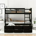 thumbnail image 3 of Harper & Bright Designs Twin Over Twin Bunk Bed with Trundle and Storage Drawers, Solid Wood Bunk Beds for Bedroom Furniture, 3 of 10