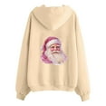 thumbnail image 4 of Cnbwig Christmas Hoodies for Women Santa Claus Printed Family Gathering Graphic Hoodie Cute Zipper Women's Sweatshirt with Pockets Z1-Khaki XXL, 4 of 6