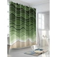 thumbnail image 3 of Fsddascl Green Ocean Waves Shower Curtain Set - Long 72" x 84" Bathtub Curtain with 12 Hooks, Chic Rustic Abstract Ombre Stripes Art Waterproof Fabric Stall Shower Curtains for Bathroom/Bathtub, 3 of 6