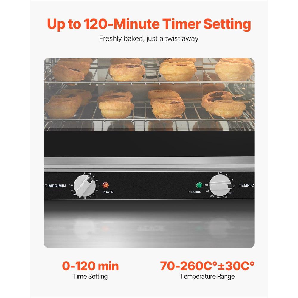 Choco Moon 66L Commercial Countertop Oven 2800W - Stainless Steel Toaster Oven - Large Capacity Multi-Functional Baking