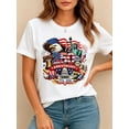 thumbnail image 4 of Women's Crew Neck Summer Tee USA 250th Anniversary Patriotic Print Regular Fit Top, 4 of 8