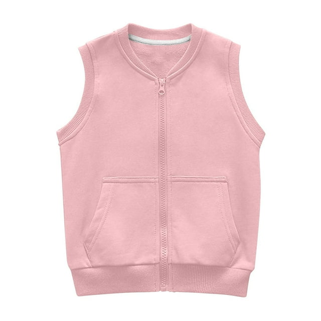 BLVB Boys Girls Full Zip Cotton Vest Sleeveless Outwear Spring Fall Warm Jacket with Pockets (3-12 Years)