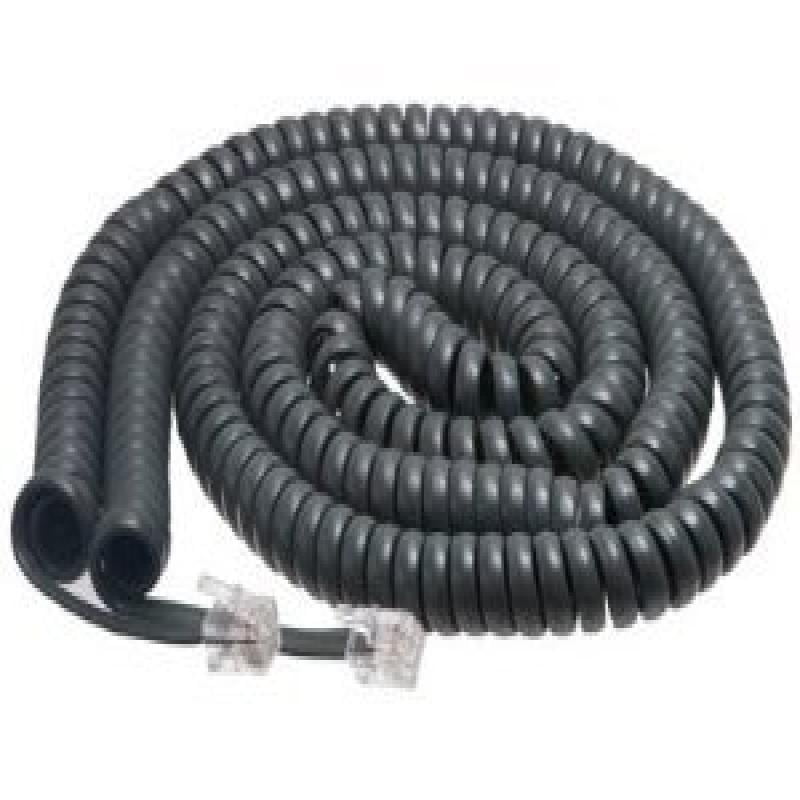 Charcoal Grey Curly Cord Short Tail For Home & Office Phones 
