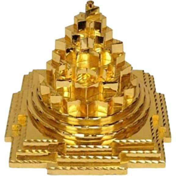 Handmade Brass Meru Shree/Shri Yantram Gift Item for Diwali/Lakshmi Pooja, Gold
