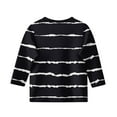 thumbnail image 4 of CCRFTGI 3/4 Sleeve Shirts for Girls Fall Cute Girls Tops Size 13-14 Crew Neck Ribbed Knit T-shirts Trendy Kids Tween Girls Striped Clothes Black 9-10 Years, 4 of 4