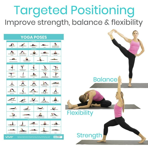 Vive Yoga Poses Poster - Home And Gym Workout Equipment - Double Sided  Laminated Flow Chart Accessory - Instructional Guided Routine - Colored  Illustrations And Postures - Exercise For Women And Men - Walmart.com