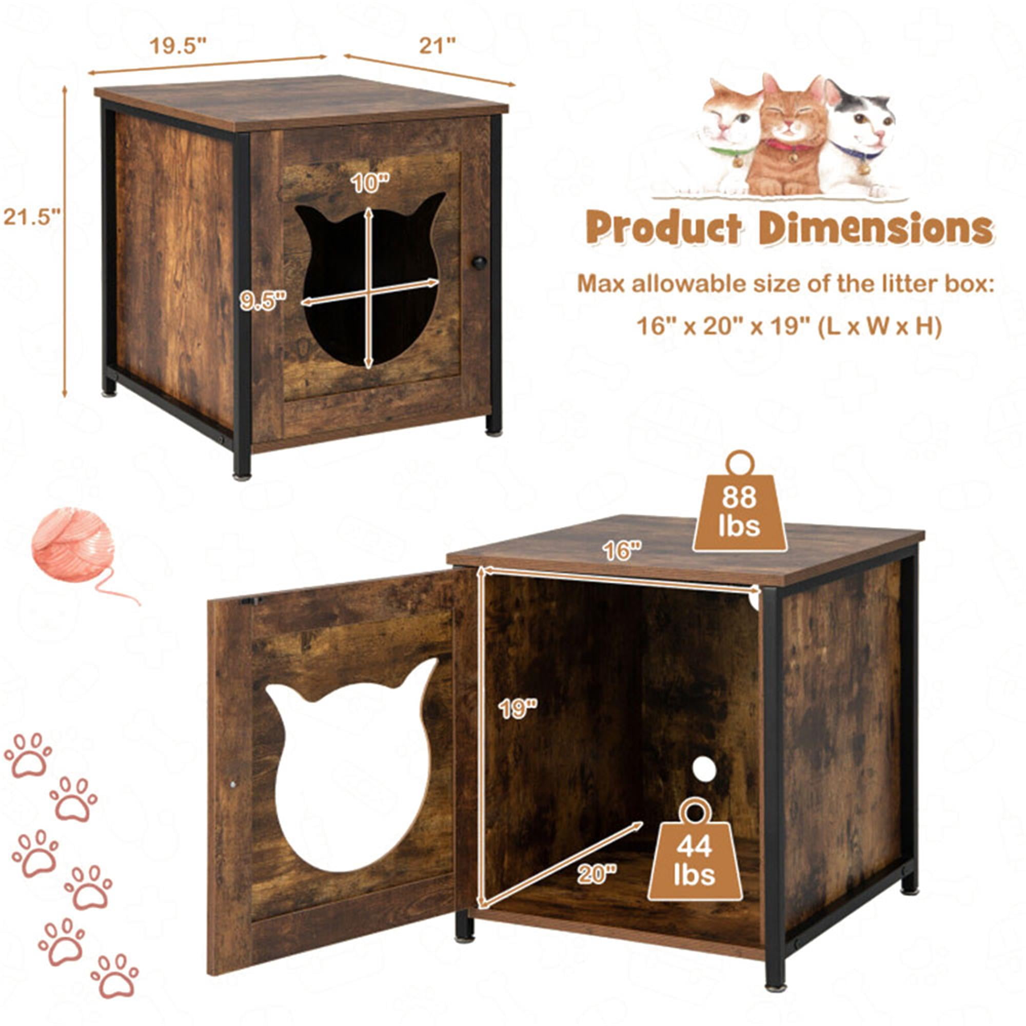 Kadyn 21" Enclosed Cat Litter Box Enclosure, Pet Supplies for Cat House Furniture with Tabletop, Hidden Cat Washroom, Brown