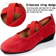 thumbnail image 2 of Qaltryn Criss-Cross Elastic Strap Mary Jane Flats for Women Low Wedge Casual Flats Shoes Ballet Style Slip On Dress Shoes for Dance Daily Office, 2 of 8