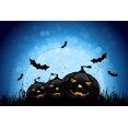 thumbnail image 2 of EREHome Polyester Fabric 7x5ft Halloween Backdrops Photography Black Pumpkins Bats Blue Background for Children Photo Booth Props, 2 of 2