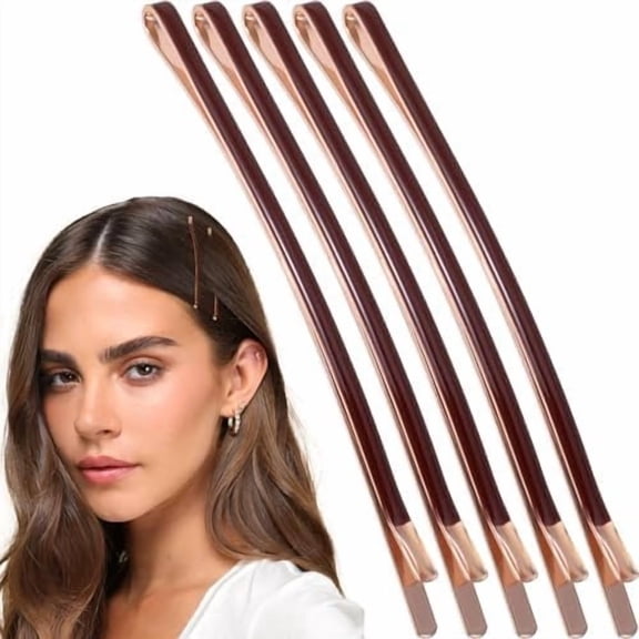 5 count 3.35 Inch Long Bobby Pins, Metal Curved Hair Pin Clips, Non-Slip Bobby Pins Hair Accessories for Women Daily Party -Coffee