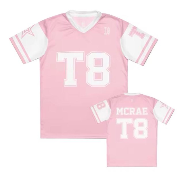 Camiseta Tate McRae 2025 nueva ropa deportiva de primavera y verano para hombres y mujeres camiseta de fútbol T8 McRae camiseta con cuello en V ropa y2k