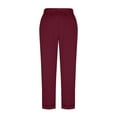 thumbnail image 6 of Stamzod Casual Pants for Women Fashion Solid Color Stretch Waist Full Length Pants Daily Straight Loose Pants for Women with Pocket Wine XXL, 6 of 8
