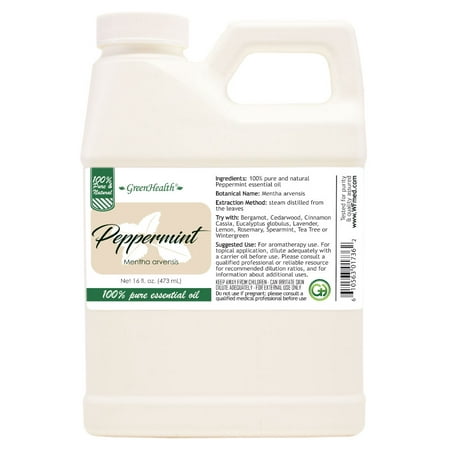 GreenHealth - Peppermint Essential Oil 100% Pure, Uncut, 16 fl
