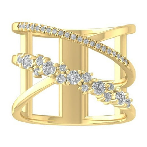 ARAIYA FINE JEWELRY 10K Yellow Gold Round Lab Grown Diamond Band Ring (1/2 cttw, VS Clarity, D-F Color) Size 8.5