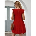 thumbnail image 2 of New Women’s Summer Dress Sleeveless Ruffle Sleeve Crewneck Mini Dress Solid Color Loose Fit Short Flowy Pleated Dress, 2 of 2