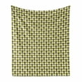 thumbnail image 1 of Geometric Soft Flannel Fleece Throw Blanket, Abstract Simple Repetition with Bicolour Rounds and Triangles, Cozy Plush for Indoor and Outdoor Use, 50" x 70", Yellow Green Chocolate, by Ambesonne, 1 of 5