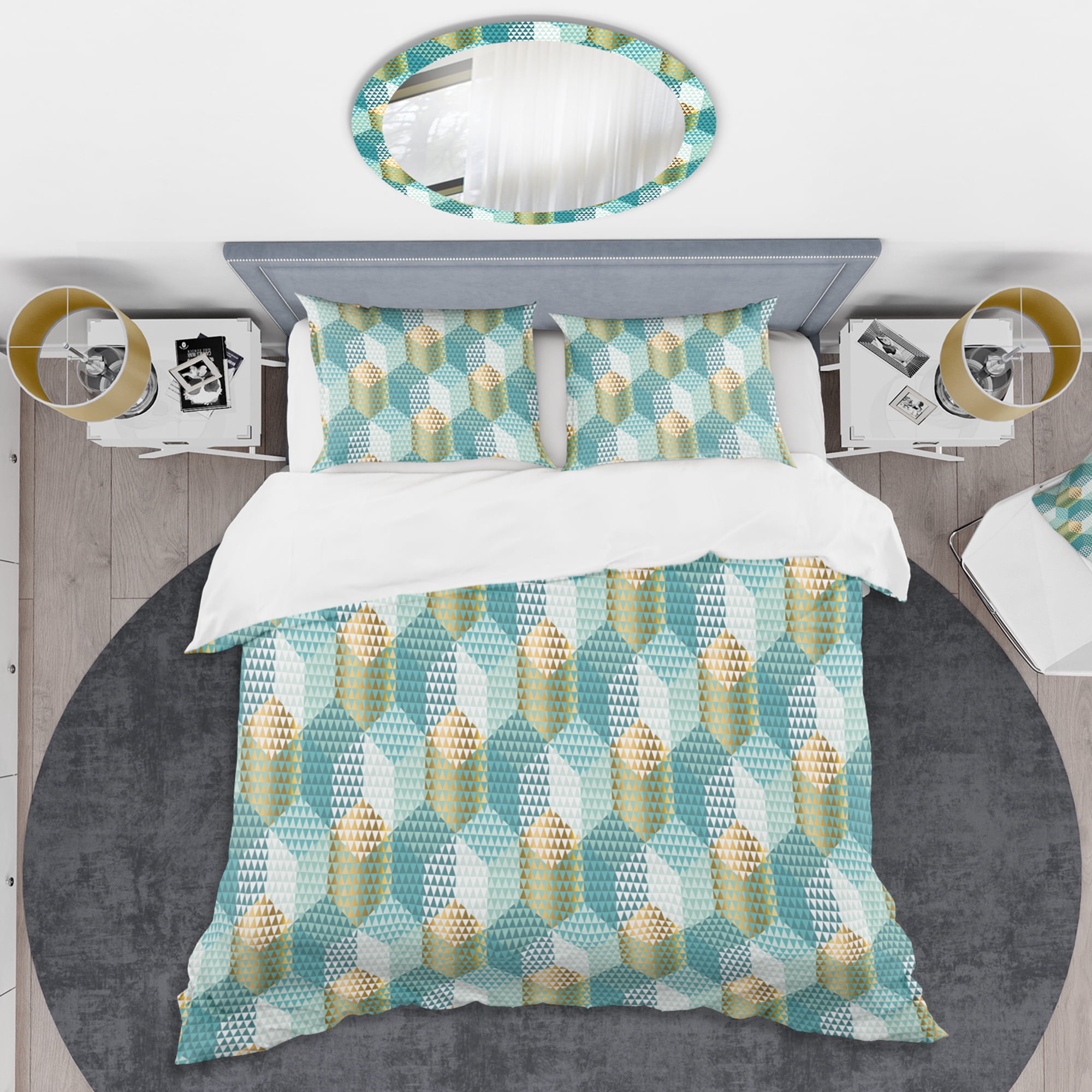 Designart 'Retro Hexagon Pattern IV' Mid-Century Modern Duvet Cover Set