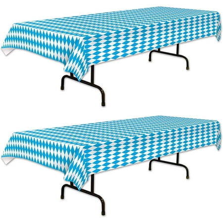Beistle Oktoberfest Tablecovers, 54 x 108, 2 Pieces Plastic Table Cloth, Rectangular Tablecloth, Bavarian Party Supplies, Bavarian Tablecloth, German Table Decorations, Oktoberfest Decorations