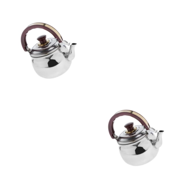 Billuyoard Outdoor Camping Stainless Steel Whistling Kettle Tea Kitchen Pot Silver 2.7L 20cm 2Conjunto