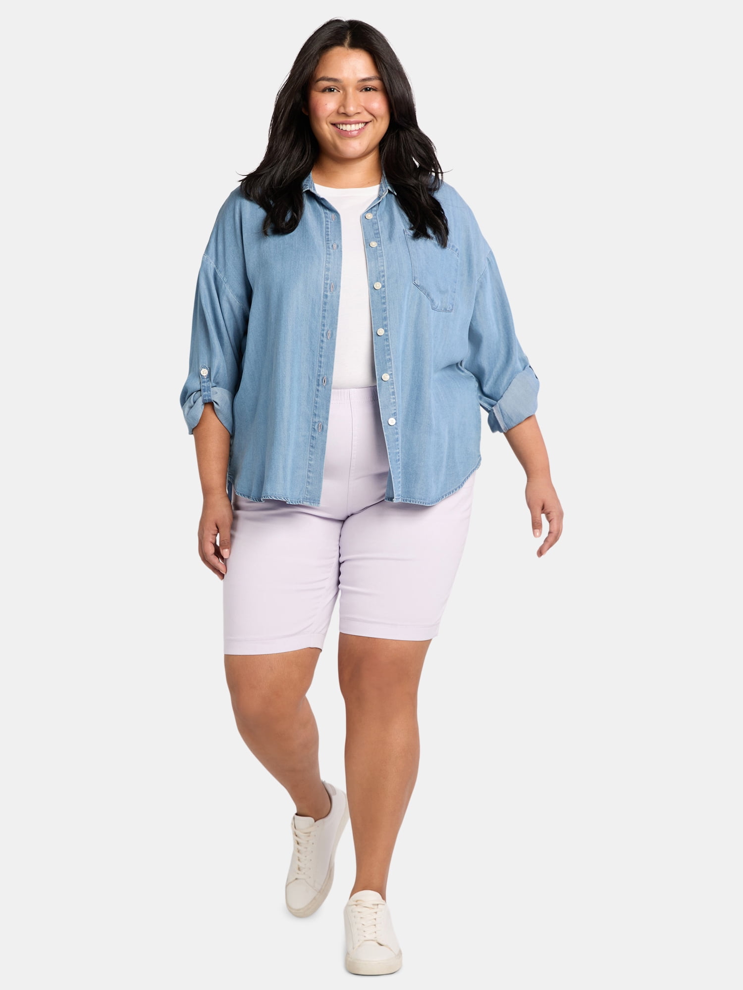JMS Just My Size by Hanes Women's Plus Pull On Stretch Bermuda Shorts, 11" Inseam, Sizes 0X-4X