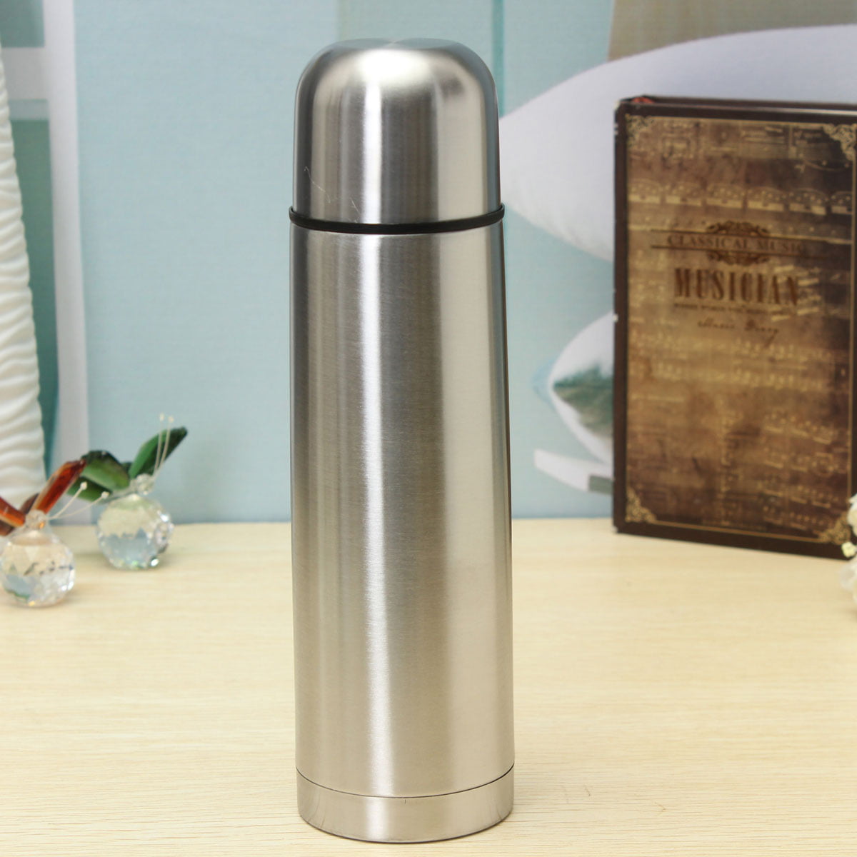 1 LITRE DRINKS FLASK STAINLESS STEEL COFFEE TEA HOT COLD THERMOS BULLET VACUUM