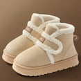 thumbnail image 2 of Womens Platform Snow Boots Hook and Loop Suede Indoor Outdoor Winter Warm Fuzzy Slipper Booties Comfy Soft Sole Nonslip Ankle Boots Beige Size 6, 2 of 4