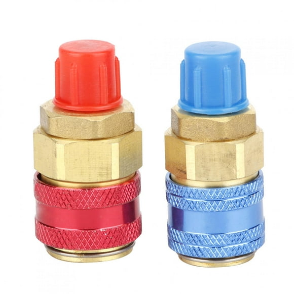 R134a Manifold Gauge Adapters, High Low Pressure 2pcs Detachable R134a Quick Coupler Adapter for R134a Car AC System for Evacuation Recharging