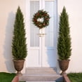 thumbnail image 2 of DR.Planzen 2 Pack 6ft Artificial Cedar Tree with Real Wood Trunk, Faux Silk Plant UV Resistant for Indoor Outdoor, Lifelike Fake Potted Tree for Home Office Decor, 2 of 8