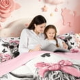 thumbnail image 4 of meiyoeat Farm Highland Cow Twin Comforter Sets,Countryside Floral Blossom Bedding Set,Pink Reversible,2-Piece,1 Comforter and 1 Pillowcase, 4 of 7