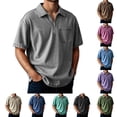 thumbnail image 4 of Aihuaihua White Tshirts for Men Henley Short Sleeve Regular Solid Color Top Trendy Clothes Men Black XXL, 4 of 4