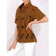thumbnail image 2 of HAPPY BAY Women's Casual Short Sleeve Blouse Shirt Solid Blouses Button Down Dress Tops Tee Shirts Hawaiian T Shirt for Women S Coffee, Palm Tree, 2 of 4