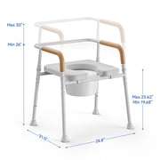 Loyoda Bedside Commode for Seniors with Armrests & Padded Seat, Includes Potty Bucket & Splash Guard, 350 lbs Capacity