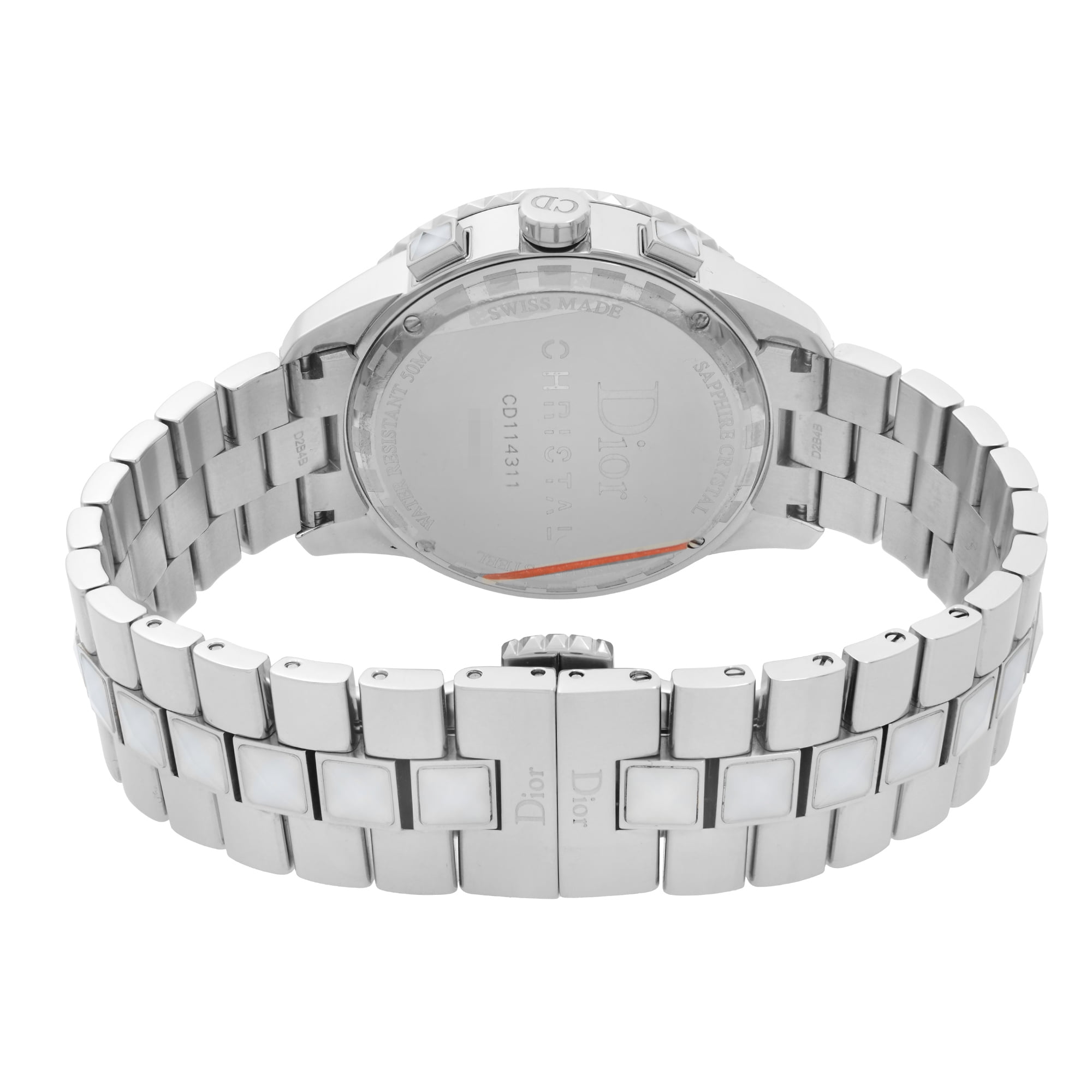 Dior Christal 39mm Stainless Steel Diamond White Dial Quartz Watch