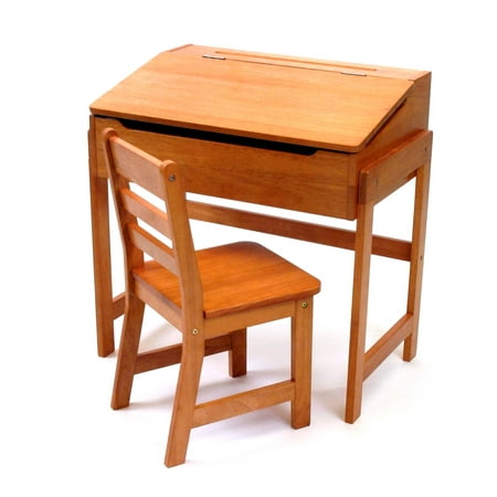 Lipper 564P Slanted Top Desk and Chair Pecan