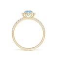 thumbnail image 2 of ANGARA Natural Vintage Style Aquamarine Flower Ring with Diamond Accents in 14K Yellow Gold for Women (Size-5mm) | March Birthstone, Anniversary, Jewelry Gift for Women | Natural Aquamarine Ring, 2 of 9
