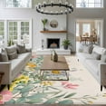 thumbnail image 3 of Large Area Rugs for Living Room Bedroom, Eucalyptus Leaves Floral 5'x8' Rug Washable Carpet Runner Indoor Outdoor, Spring Rustic Botanical Flowers Non Slip Floor Mats Rug for Kitchen, Bathroom, 3 of 8