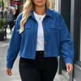 thumbnail image 7 of Corduroy Cropped Jackets For Women Button Down Collared Long Sleeve Coats Fall Casual Trendy Streetwear Crop Outerwear Tops, 7 of 7