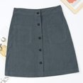 thumbnail image 6 of WTXUE Skirts for Women, Women's Corduroy Skirts Fall Winter High Waist Button Down A-Line Short Mini Skirt with Pockets (Grey M), 6 of 7