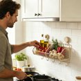 thumbnail image 5 of Hanging Wire Fruit Basket with Suction Cup, Hanging Fruit Baskets for Kitchen Counter, Wall Basket for Kitchen Bathroom Pantry, Space Saving Hanging Kitchen Baskets for Wall Mount Storage, 2 Grid, 5 of 5