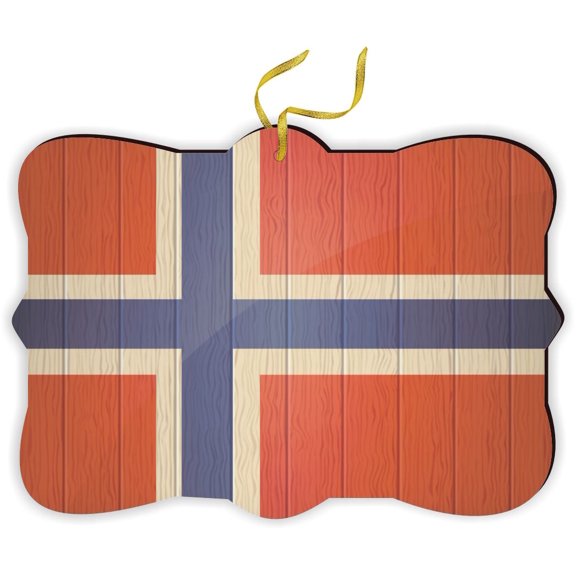 Norway Flag on Wood Design - for Car Interior Rear View Mirror Hanger Car Accessories Interior Decoration Hanging Ornament Fancy Christmas Tree Ornament for Christmas