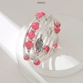 thumbnail image 2 of Fulu Autumn Pulseras Apilables Con Cuentas Para Mujer Boho Wrap Pulsera De Plata En Capas Joyería De Moda Regalos Para Ella (17-Rojo Rosa), 2 of 5