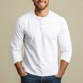 thumbnail image 2 of T Shirts for Man Casual Henley Neck Long Sleeve Button Down Tops Comfortable Loose Fit Solid Color Relaxation Men's Shirts White XXL, 2 of 6