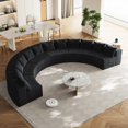 thumbnail image 5 of Corduroy Curved Sectional Foam Sofa with 12 Pillows,Curved Symmetrical Modular Semi Circular Sofa Sectional for Bedroom, Living Room, Office for Leisure Or Nap, Reading Room(Six Modules) (Black), 5 of 7